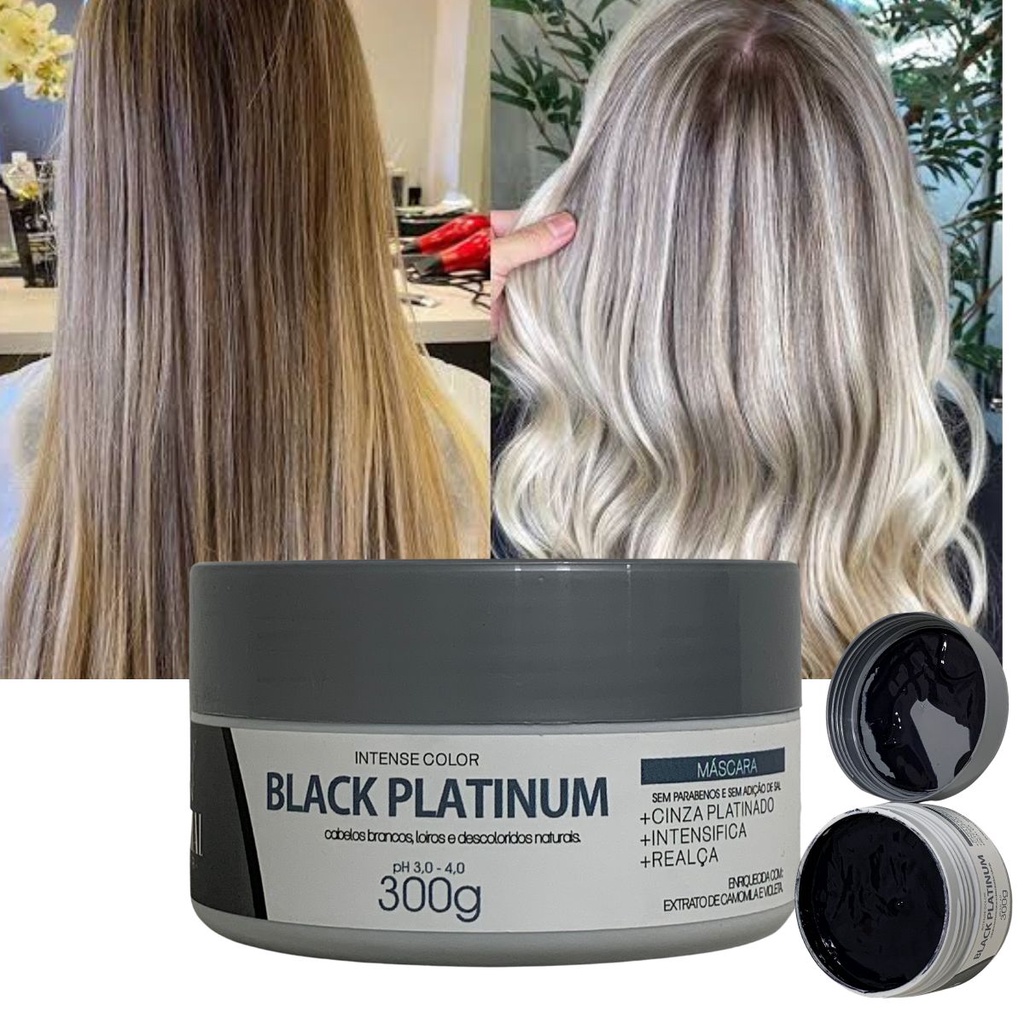 Máscara Matizadora Black Platinum Cabelo Loiro Acinzentado 300g Natural ...