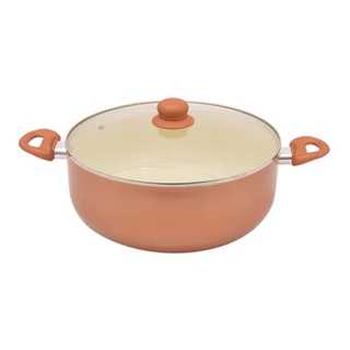 Panela Caçarola Antiaderente Com Revestimento de Cerâmica 20cm Cor Cobre Casa Ambiente