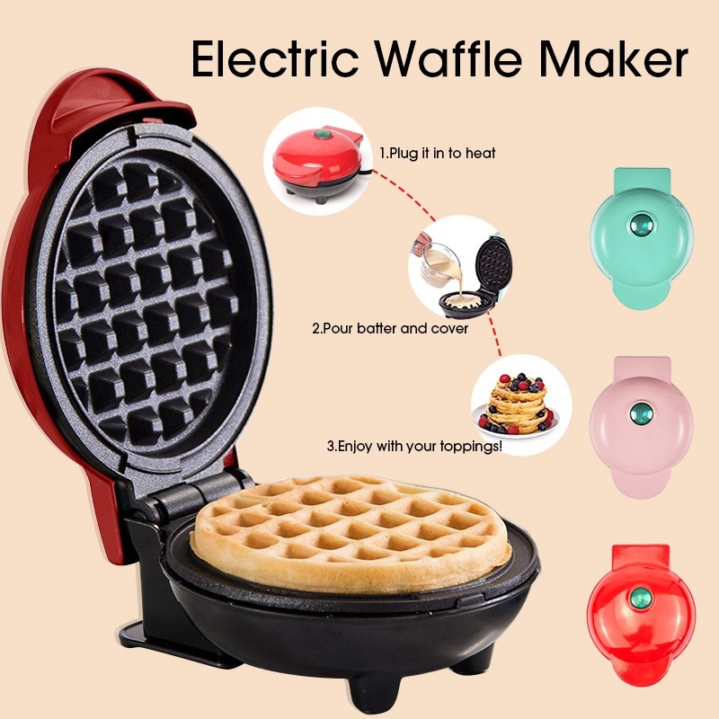 Mini Máquina De Waffles Elétricas Portáteis Antiaderentes 110V/220V Cozimento Doméstica Compacta