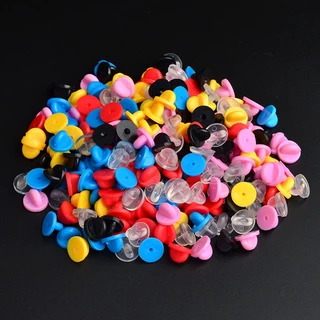 30 Pcs/Embalagem Fechadura De Segurança Broche De Borracha Metal Pinos Coloridos Botão De Costas Fivela Para Pino Acessórios De Jóias