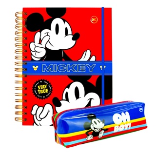 Kit Escolar Caderno Inteligente Tira e Põe com Estojo Mickey