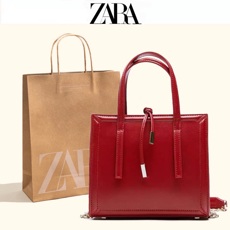 ZARA Bolsa Feminina De Ombro nico De Couro Publica nica Nova Magenta 