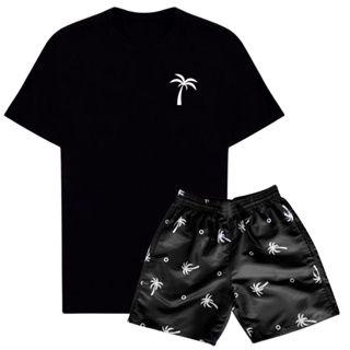 Kit 2 Conjunto Masculino Camisa e Shorts Branco e Preto Mauricinho