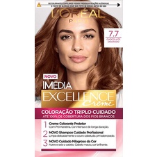 TINTA PARA CABELO COLORAÇÃO IMÉDIA KIT 007.7 CHOCOLATE DOURADO - 60573 ...
