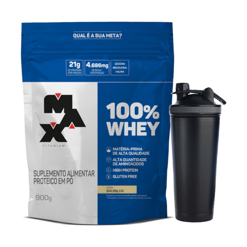 Whey 100% Concentrado Refil 900g Ganho De Massa - Max Titanium ...
