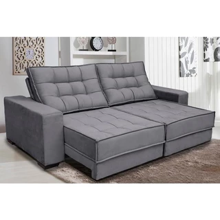Sofá Coliseu Molas Ensacadas e Pillow Top 2,10m Pluma Cinza