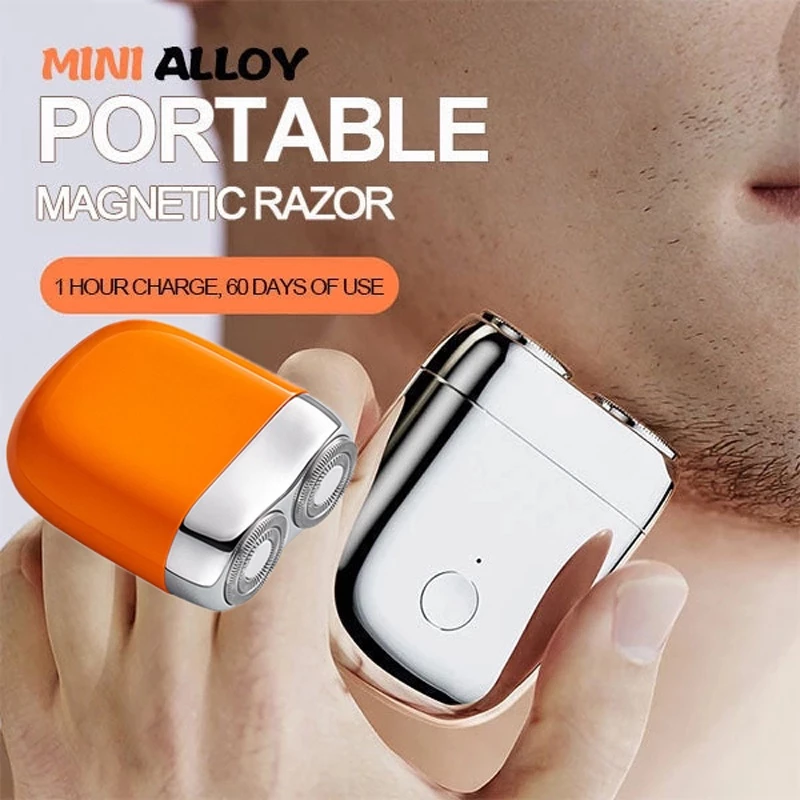 USB Recarregável Mini Barbeador Elétrico Portátil Para Homens Cabeça Dupla A Prova D'água Barbeadores Pequenos Sem Fio