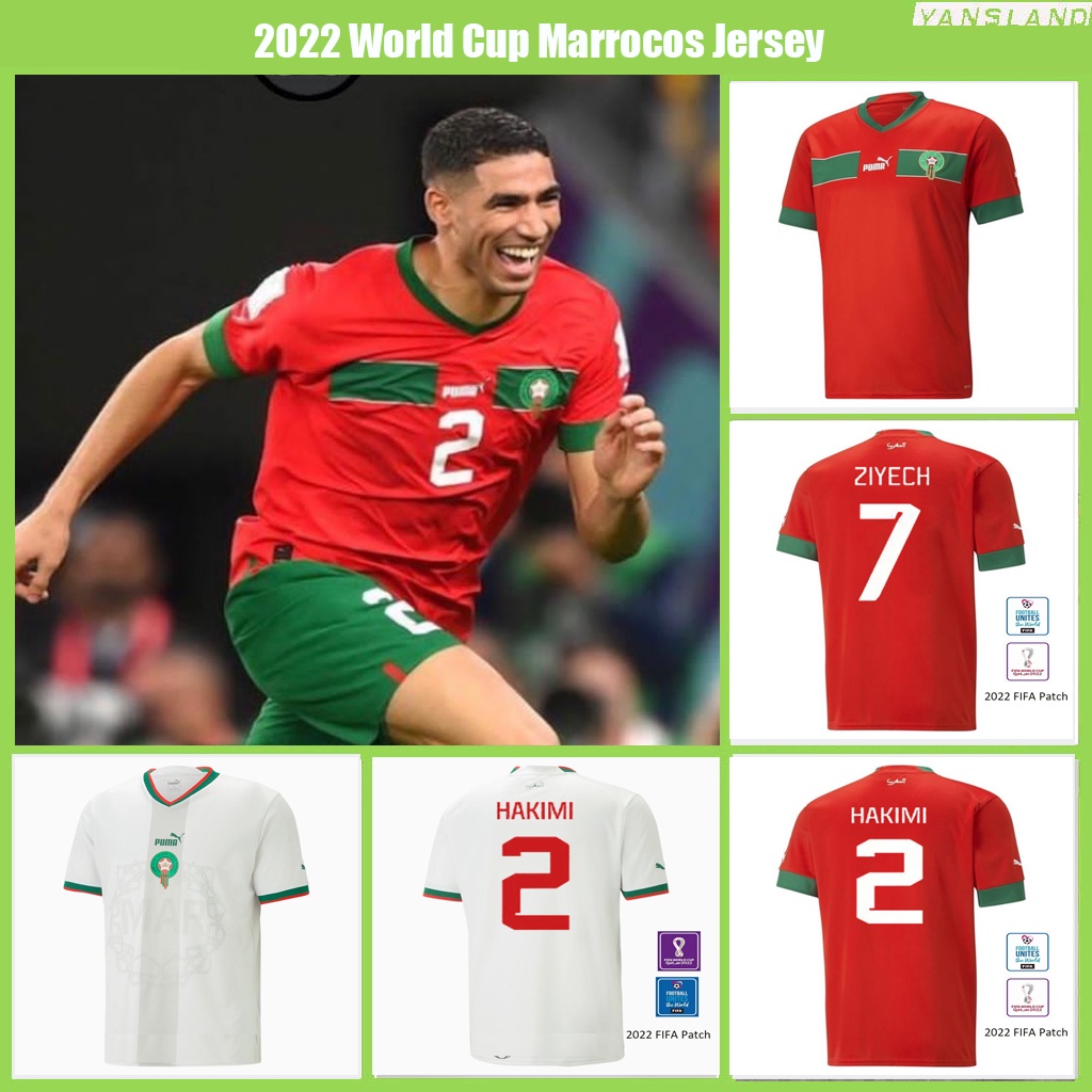 World Cup Marrocos Camisa De Futebol Home E Away Jersey Shopee Brasil