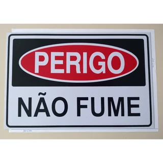 Placa Perigo não fume pvc para colar