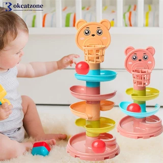 OKCATZONE Baby Puzzle Kids Divertido Pista Volta 0-3 Anos Bola Enrolante Mental Torre De Deslizante Educação Precoce Brinquedos De Bricolage E5L7
