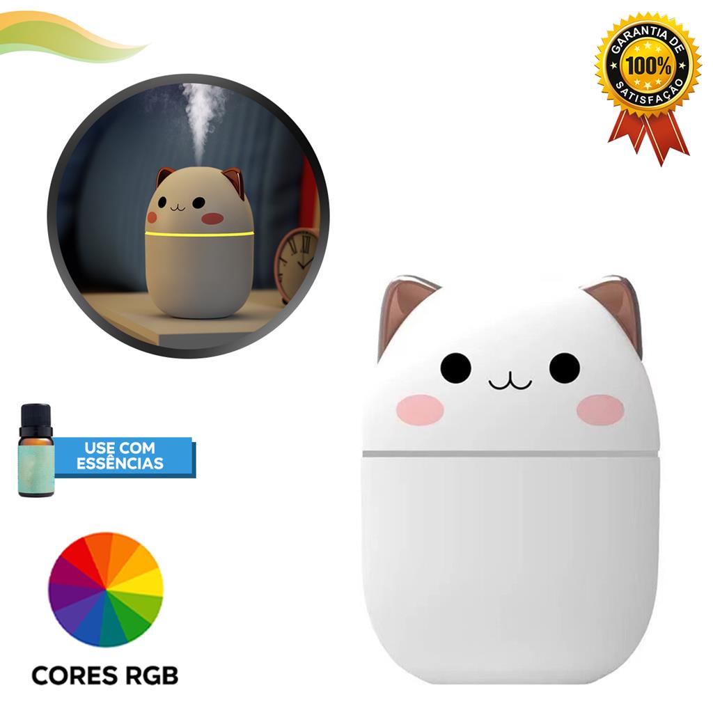 Difusor de Ambiente Aromaterapia Umidificador Purificador De Ar Aromatizador Eletrico 250ml Com Led Rgb