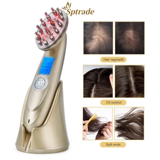 Pente De Crescimento Elétrico A Laser Anti Queda De Cabelo Infravermelho RF EMS Nano LED Terapia Com Luz Vermelha Vibração Massagem Escova Para Cuidados O