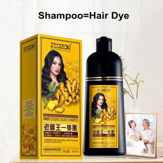 500ml Mokeru Ginger Shampoo Natural Orgânico 5 Mins Rápido Cabelos Pretos Tintura Brancos Permanente Para Homem Mulher
