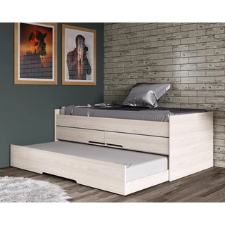 Cama Bicama Quarto Solteiro Juliette com Auxiliar e Gavetas