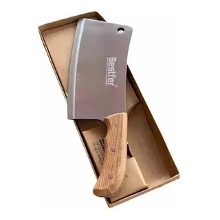 Cutelo Profissional Faca Artesanal Gourmet 28 Cm Bestfer Aço Manganes Lamina 5,5mm 8 Polegadas Cabo De Madeira