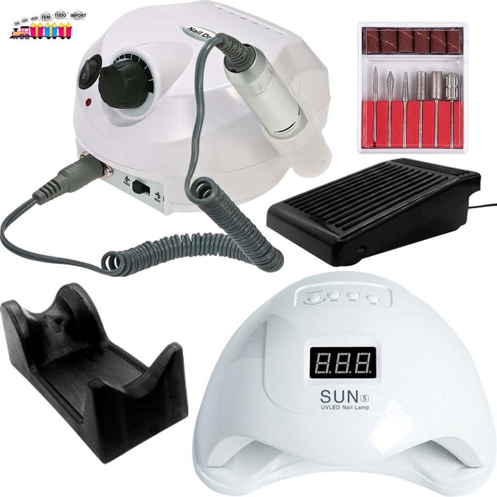 Kit Cabine Sun Led Uv W Unha Gel Acrigel Porcelana Motor