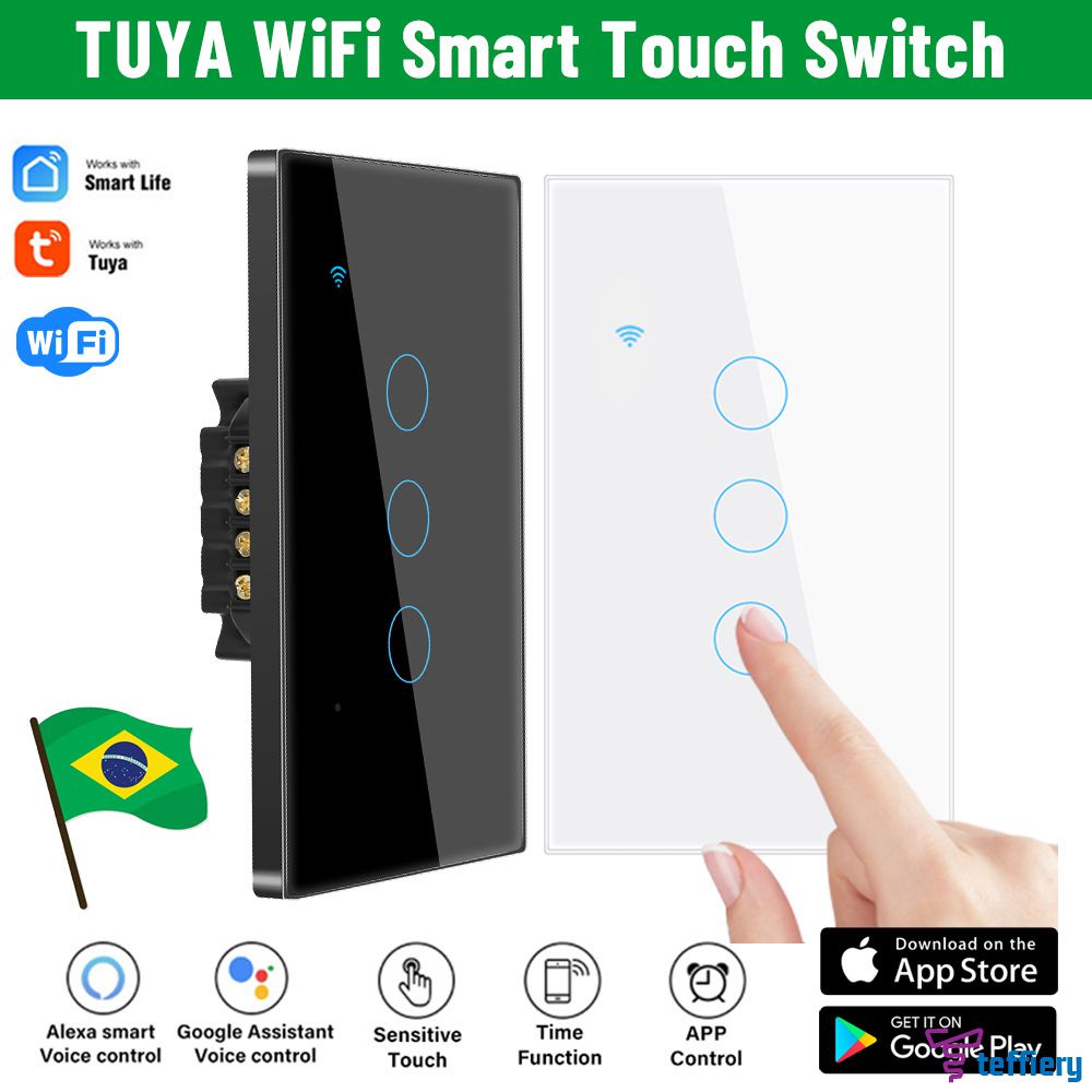 1/2/3/4 Interruptor de Botão de toque Tuya Smart Wi-fi Interruptor de Parede de Luz Fio Neutro Para Alexa E Google casa TEFFIERY