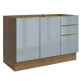 Balcão Gabinete de Pia Madesa Lux 120 cm 2 Portas 3 Gavetas - Rustic/Cinza em Oferta na Shopee