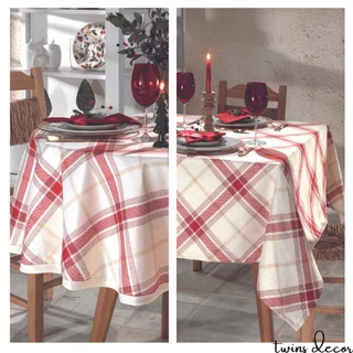 Toalha De Mesa Redonda 4 lugares Retangular 6 a 8 Lugares Estampa Estampada Natal Natalina Festas Brilhante Dourado Dourada Xadrez Dohler