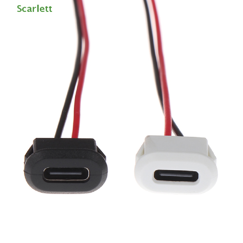 [Scarlett] 2Pin USB-C Tipo Impermeável Conector Direto Compressão Fêmea Base Tomada Interface De Carregamento Com Fio De Soldagem [Preferido]