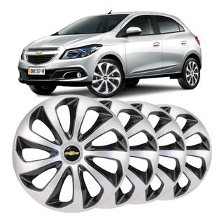 Jogo 4 Calota Velox Prata/Preto Aro 14 Gm Onix Prisma Celta Corsa