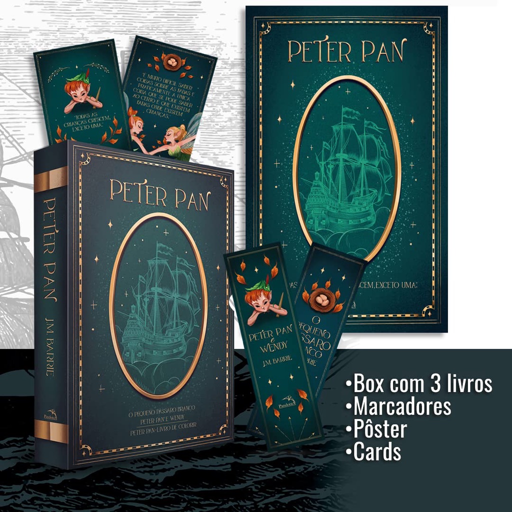 Box Peter Pan: 3 livros + pôster + marcadores e Cards | Shopee Brasil