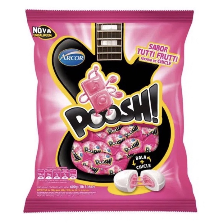 Bala Chiclete Poosh Tutti Frutti Arcor Pacote 500g | Shopee Brasil