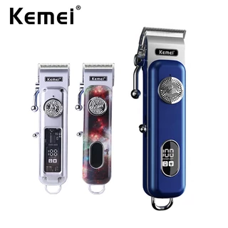 Kemei Professional Fade Clipper LCD Display Recarregável Máquina De Corte De Cabelo 3 Aparências Diferentes Aparador Sem Fio Homens