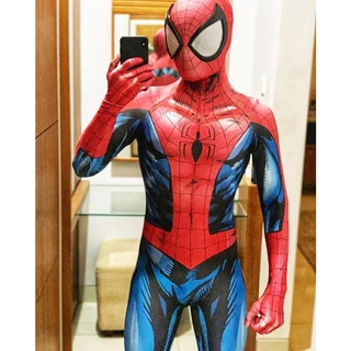 Anime UItimate Cosplay Homem-Aranha Grande Lente 3D Estampada Lycra Spandex Super-Herói Halloween Fantasia Para Adultos