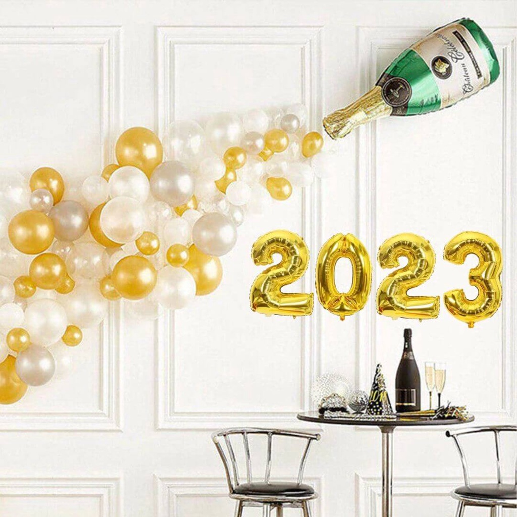 Kit Decoração Festa Balões Ano Novo Dourado 2023 Réveillon