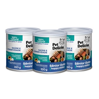 Kit 3 Ração Úmida Pet Delícia Gatos Sênior Happy Oldies