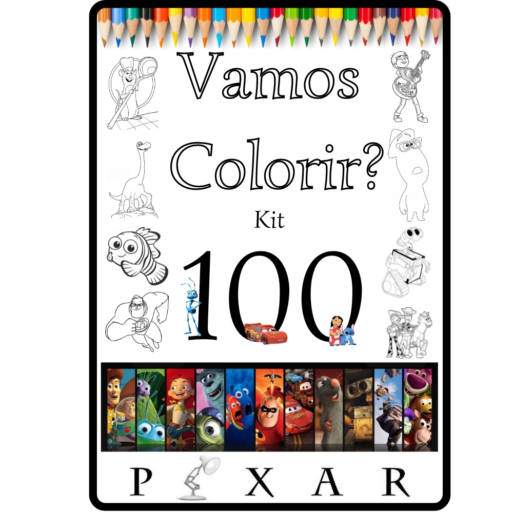 kit 100 desenhos para colorir Infantil filmes 2 por folha -solta ...