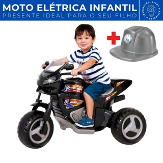 Mini Moto Elétrica Sprint Triciclo Criança C/ Capacete 12v