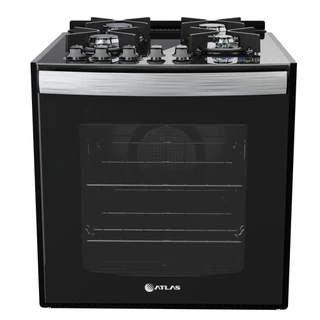 Fogão de embutir Atlas 4 bocas preto mesa de vidro - Top Gourmet Glass