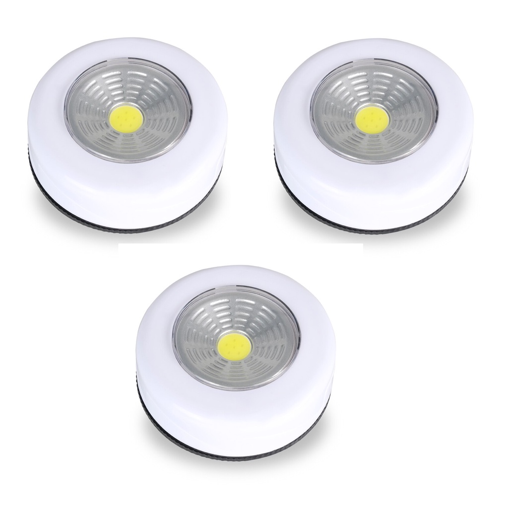 Kit 3 Luminárias Luz LED Branco Com Fita Dupla Face Pilha Escorrega o