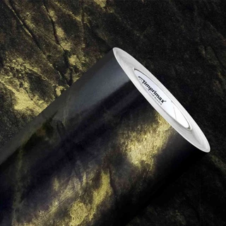 Adesivo Papel de Parede Lavável Pedra Mármore Golden Black Gloss 1,22 x 3m