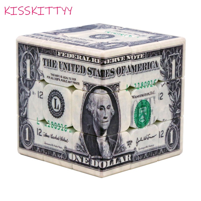 Kisskittyy 3x3 Papel Cubo Mágico Padrão De Dinheiro Impressão De Velocidade Desenvolvimento Intelectual Brinquedos Educacionais