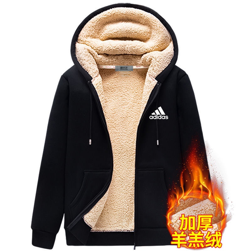 Velo de Cordeiro de Inverno Velo de Cordeiro de Velo Masculino Espessado Casaco Casual com Capuz Resistente ao Frio