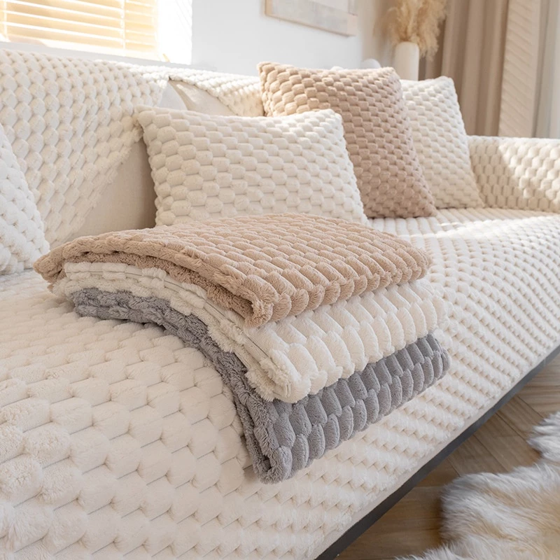 Capa De Sofá 1, 2, 3 e 4 Lugares Em Forma De l Nordic Toalha Slipcover Almofada De Pelúcia Traseira