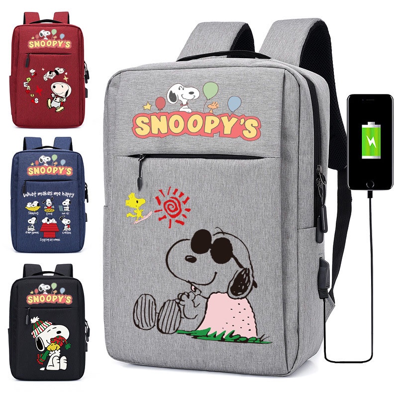 Snoopy Mochila Para Mulher Homem Estudante Coreana De Viagem Escola (Interface USB)