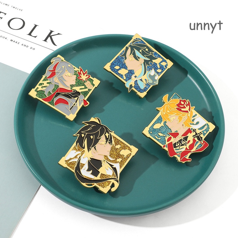 Broche Unnyt Genshin impact Metal miko Hu Tao Infantil Kazuha Impacto pin Presente