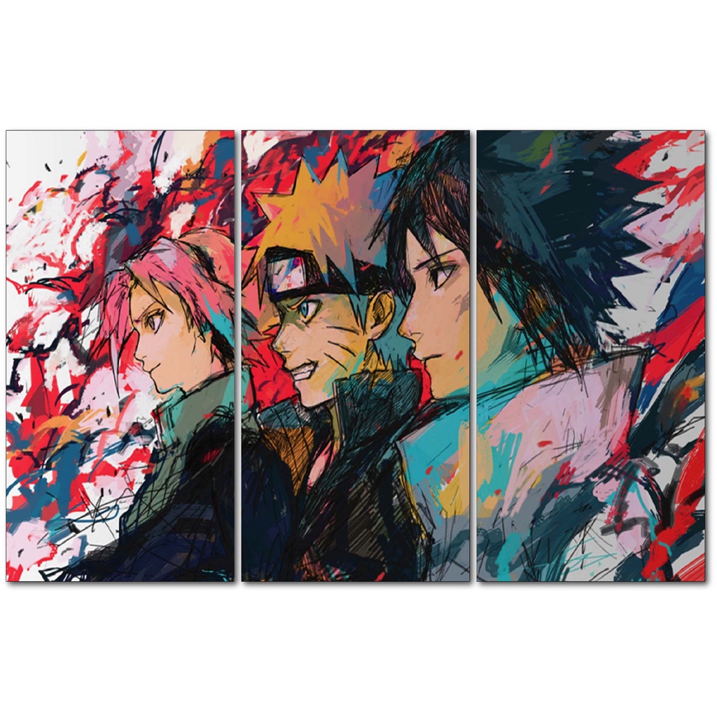 Quadro em Mosaico Decorativo Naruto Anime Desenho Quarto Sala
