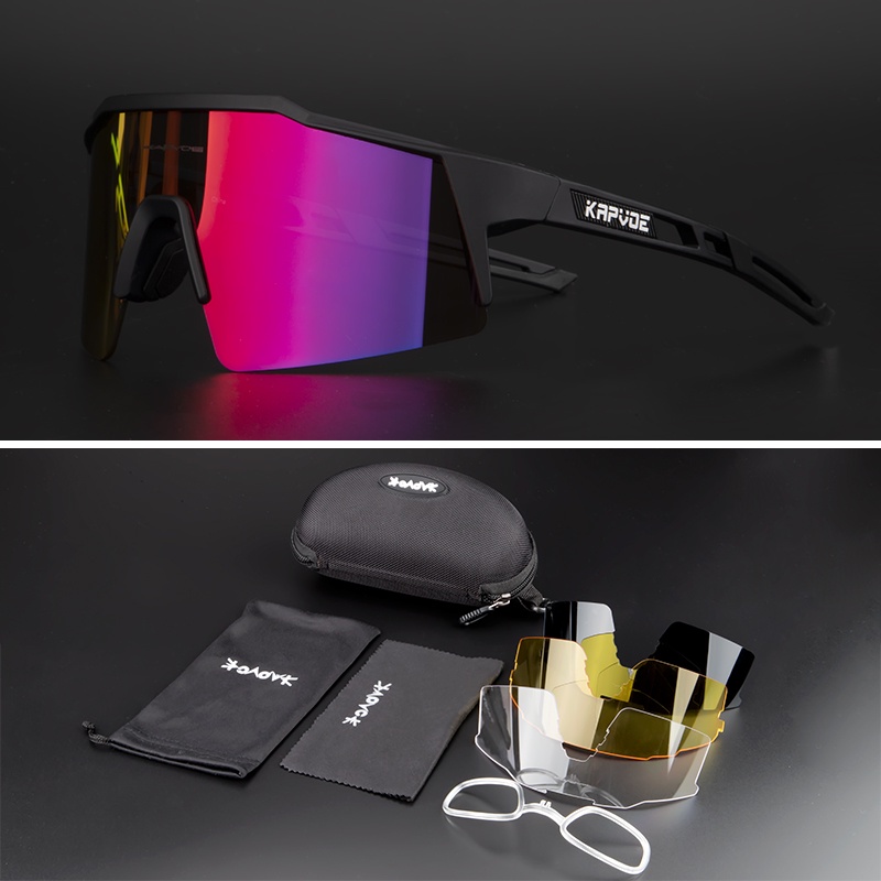 KAPVOE Óculos De Ciclismo Polarizados Masculinos Femininos Sol Para Ao Ar Livre 4 Lentes