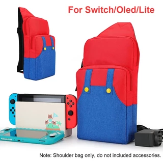 Nylon Portátil Ombro Peito Crossbody Saco Lateral Sling Mochila Para Nintendo Switch/OLED/Vapor Deck Console , Lock , Joy-Con & Acessórios