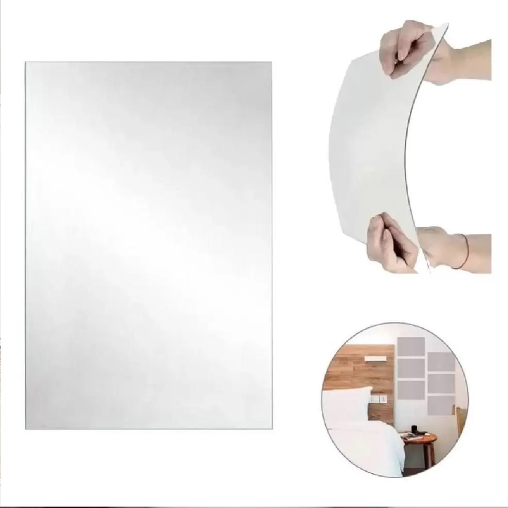 2 Espelhos Adesivo Acrílico 35x50cm Decoração Kit Sem Furos