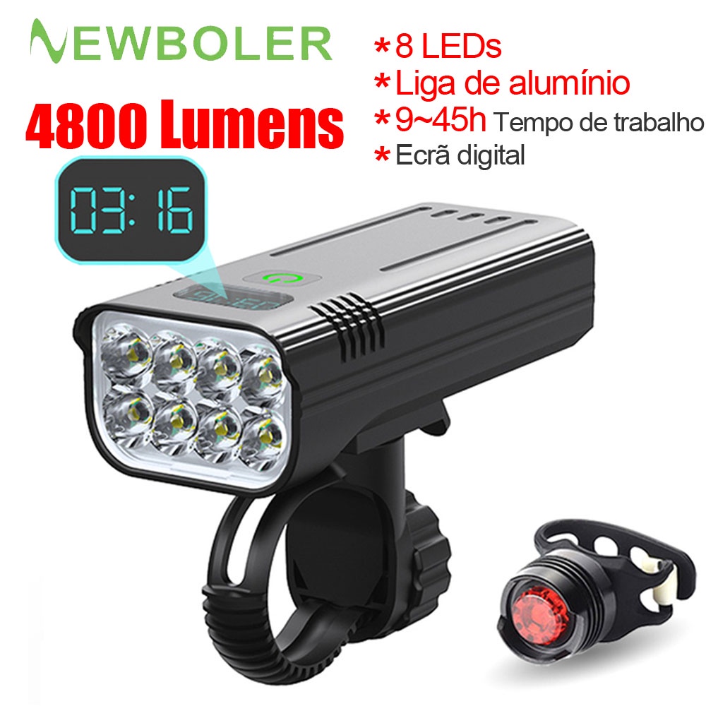 NEWBOLER 10000mah 4800 Lumens Luz De Bicicleta USB Recarregável À Prova