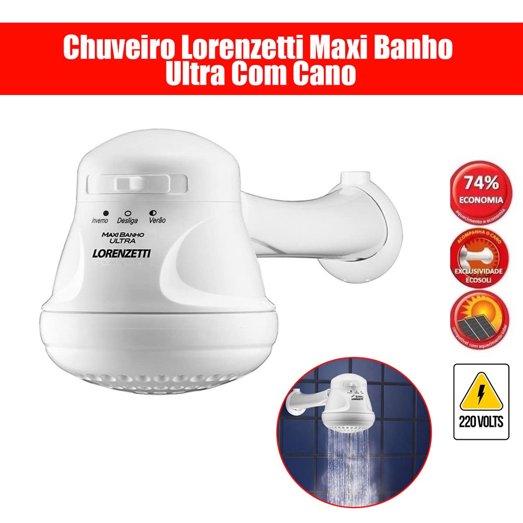 Chuveiro Lorenzetti Maxi Banho Ultra Com Cano 220v 4600w Branco ...