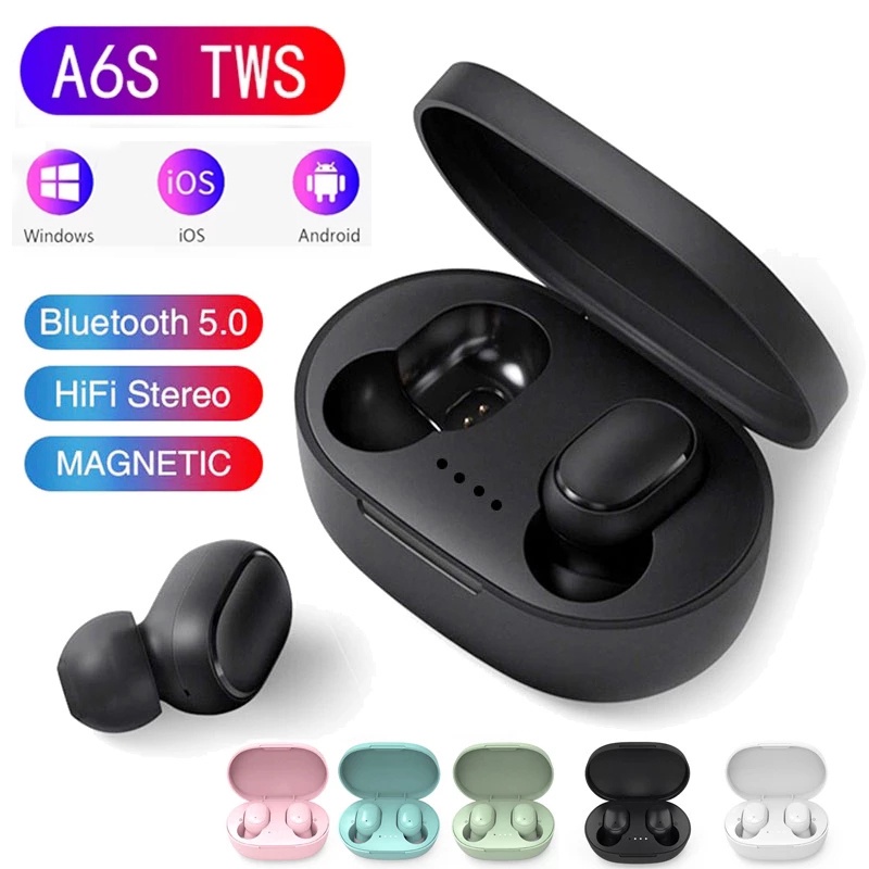 A6S TWS Fone De Ouvido Sem Fio Bluetooth 5.0 Estéreo Macaron Mini Fones Para Xiaomi Redmi Android Ios Smartphones