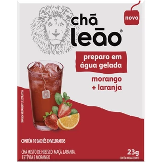 Chá Leão Água Gelada - Morango E Laranja 10 Sachês em Oferta na Shopee