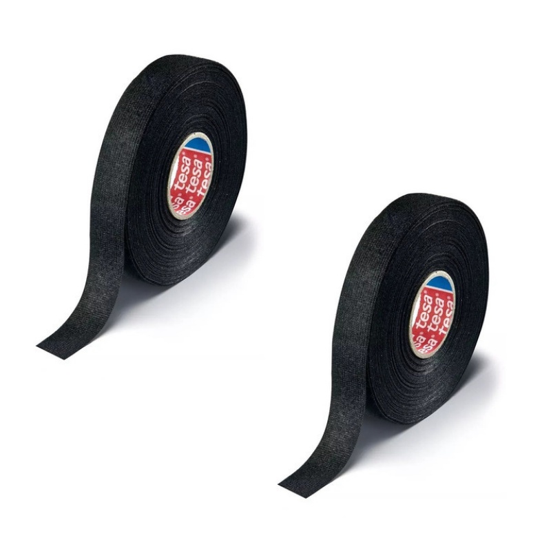 Kit 02 Fita Isolante Preto De Tecido Para Chicote 25mx19mm Tesa